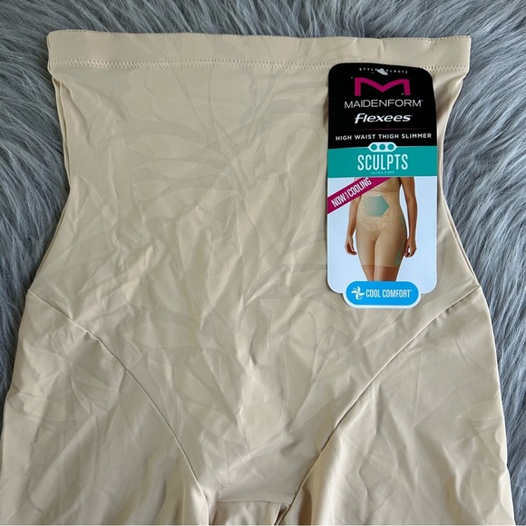 Maidenform Flexees Shapewear Womens Size Small Beige High Waist Thigh Slimmer - Picture 2 of 7